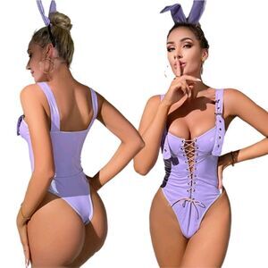 Sexy Bunny Costume Women Girl Senpai Cosplay One Piece Bodysuit Lingerie Teddy
